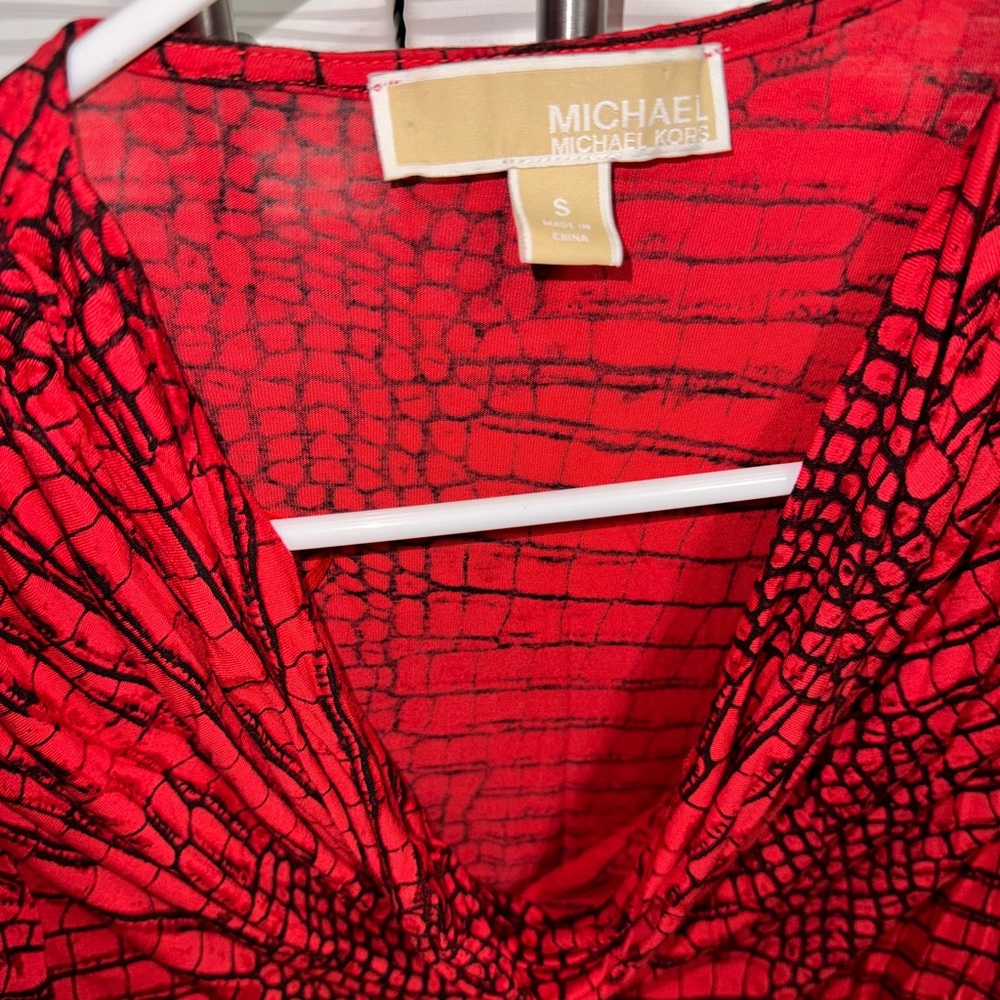 Michael Kors draped top long sleeve snake print